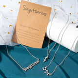 PANTIDE 3Pcs Constellation Zodiac Layer Necklace for Women Retro Gold Plated 12 Constellation Pendant Necklace Exquisite Letter Horoscope Old English Zodiac Sign Necklace Jewelry Birthday Gift(Silver)