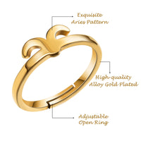 PANTIDE 3Pcs Constellation Zodiac Sign Open Rings for Women Girls, Retro Gold Plated 12 Constellation Finger Rings, Exquisite Letter Horoscope Old English Zodiac Sign Rings Jewelry for Birthday Gift