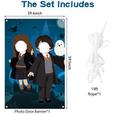 PANTIDE Magical Wizard Photo Door Banner Backdrop Props Large Satin Photo Background Face Photography Banner Decor Magical Wizard Theme Party Favor Supply Decorations Funny Party Games for Adult Kids