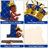 PANTIDE Royal Prince Number 1 Wooden Sign African American Table Centerpiece Blue Gold Crown Little Prince One Party Decoration Supplies for Baby Boys First Birthday Baby Shower Cake Smash Photo Props