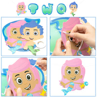 PANTIDE Cartoon Guppies Fish 2nd Party Decorations Supplies Kit Including Number 2 Balloons 12 inch Latex Balloons Shell Foil Balloons Cake Toppers TWO Banner for Kids Birthday Baby Shower(39 Pcs)