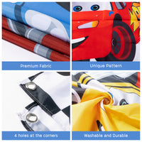 PANTIDE Race Car 3rd Birthday Party Backdrop Decoration, Three Fast Photography Background Banner, Large Poster Party Photo Props Wall Décor, Let’s Go Racing Party Supplies for Three Years Old