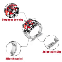 PANTIDE 15Pcs Vintage Punk Rings Set, Stainless Steel Gothic Alloy Biker Adjustable Rings, Skeleton Skull Evil Eye Chinese Dragon Claw Octopus Dragon Rings, Fashion Retro Black Silver Antique Jewelry