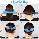 PANTIDE 6 Packs Deft Bun Maker Bunny Ear Hair Holder for Women Girls Colorful French Twist Hairstyle Donut Bun Hair Scrunchies Summer Headband Print Hairpin Magic Cloth Clip Bun Crown Hair Accessories