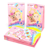 PANTIDE 24 Packs JoJo Goodies Candy Treat Bags with Stickers, Recyclable Paper Party Favor Gifts Bags, JoJo Themed Party Decorations Supplies for Kids Girls Birthday Baby Shower