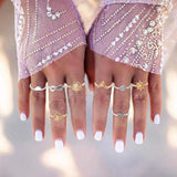 PANTIDE 55Pcs Boho Star Moon Knuckle Ring Set for Women Girls Vintage Stackable Trendy Finger Midi Rings Jewelry Bohemian Hollow Carved Flowers Gold&Silver Rings Crystal Joint Rings with Storage Bag