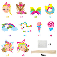 PANTIDE JoJo Party Decorations – 30 Pcs JoJo Centerpiece Sticks Table Toppers, Double Sided Cupcake Toppers Photo Booth Props - JoJo Themed Party Supplies Party Favors for Kids Birthday Baby Shower