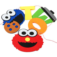 PANTIDE Sesame Inspired 2nd Birthday Banner Sesame Themed Two Banner High Chair Banner Elmo Cookie Monster Photo Props Garland Party Supplies Decorations for Two Years Old Boys Girls