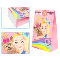 PANTIDE 24 Packs JoJo Goodies Candy Treat Bags with Stickers, Recyclable Paper Party Favor Gifts Bags, JoJo Themed Party Decorations Supplies for Kids Girls Birthday Baby Shower
