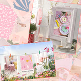PANTIDE 50Pcs Danish Pastel Aesthetic Wall Collage Kit Pink Theme Poster Photo Dorm Trendy Cottagecore Wall Art Print Warm Color Pictures Collage Room Bedroom Decor Gift for Teen Girls, 4x6 Inch