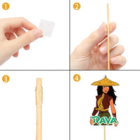 PANTIDE Dragon Princess Adventure Table Toppers Sticks Centerpiece for Baby Shower Double-Sided Photo Booth Props Cake Toppers Kumandra Story Themed Birthday Party Supplies Decorations for Kids(30Pcs)