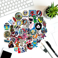 PANTIDE 53Pcs Grateful Bears Stickers Vinyl Waterproof Dancing Rock Band Bears Stickers for Laptop Bottles Skateboard Vehicles Electric Guitar Bass Drum Phone Cartoon Bears Graffiti Decals Gift