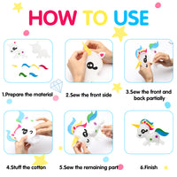 PANTIDE 6 Packs Jojo Sewing Kits for Kids – DIY Felt Art Crafts Gifts, Learn to Sew Your Own Jojo Unicorn with Accessories, Creative Educational Nursery Sewing Craft Activities for Beginner Boys Girls