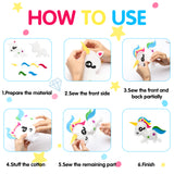 PANTIDE 6 Packs Jojo Sewing Kits for Kids – DIY Felt Art Crafts Gifts, Learn to Sew Your Own Jojo Unicorn with Accessories, Creative Educational Nursery Sewing Craft Activities for Beginner Boys Girls