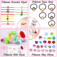 PANTIDE 88Pcs Princess Pretend Play Set- Felt Masks, Hair Elastics, Bracelets, Jewelry Rings, Self-Inking Stampers, Stickers, Princess Themed Party Favors for Girls Birthday Prizes