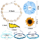 PANTIDE 44Pcs VSCO Starter Stuff Pack Set-VSCO Stickers, Velvet Hair Scrunchies, Puka Shell Necklace Choker, Adjustable Handmade Wave Bracelets, Birthday Gifts for Women Girls