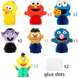 PANTIDE 7Pcs Sesame Honeycomb Centerpieces Table Topper, Double-Sided Elmo Cookie Monster Table Decorations Sesame Party Favors Photo Booth Props for Kids Birthday Party Sesame Theme Party Supplies