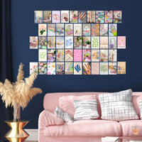 PANTIDE 50Pcs Danish Pastel Aesthetic Wall Collage Kit Pink Theme Poster Photo Dorm Trendy Cottagecore Wall Art Print Warm Color Pictures Collage Room Bedroom Decor Gift for Teen Girls, 4x6 Inch