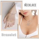 PANTIDE 12 Pcs Constellation Zodiac Layer Horoscope Necklaces Bracelet Earrings Jewelry for Women Initial 14K Gold Rose Gold Silver Plated 12 Constellation Charm Adjustable Accessories Gift with Cards