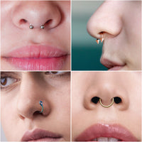 PANTIDE 20Pcs Magnetic Fake Nose Rings Horseshoe Septum Non Piercing Nose Hoop Studs Rings Reusable Stainless Steel Alloy False Nose Ring Hoop Faux Piercing Nose Ear Lip Jewelry for Women Men Girls