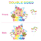 PANTIDE Set of 49 JOJO Cake Toppers Cupcake Toppers - HAPPY BIRTHDAY JOJO Cake Topper, Rainbow Bow Unicorn Puppy Lollipop Donut Microphone Cupcake Toppers – JOJO Birthday Party Decorations for Girls
