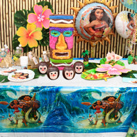 PANTIDE 4Pcs Moana Table Covers for Parties Plastic Disposable Rectangle Tablecloth Moana Themed Birthday Party Decorations Supplies for Kids Tropical Luau Summer Beach Party Baby Shower, 70.9 x 42.5”