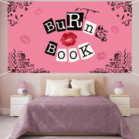 PANTIDE Mean Girls Party Backdrop Banner Hot Pink Burn Book Photography Background Fabric Posters for Room Aesthetic Teen Girls Sweet Birthday Bachelorette Party Decorations Supplies, 6.6 x 3.8 ft