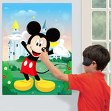 PANTIDE Pin The Nose and Mouth on Mickey Mouse Party Games for Kids, Mickey Mouse Make-a-Face Stickers, Large Poster with Blindfolds and Reusable Stickers, Mickey Mouse Birthday Party Favor Supplies