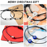 PANTIDE 4 Pairs Pinky Promise Distance Matching Bracelets Set - Adjustable Bracelets of Compass Heart-Shaped Infinity Evil Eye Patterns, Birthday Xmas for Couple Families Friends