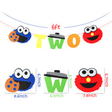 PANTIDE Sesame Inspired 2nd Birthday Banner Sesame Themed Two Banner High Chair Banner Elmo Cookie Monster Photo Props Garland Party Supplies Decorations for Two Years Old Boys Girls