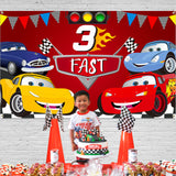 PANTIDE Race Car 3rd Birthday Party Backdrop Decoration, Three Fast Photography Background Banner, Large Poster Party Photo Props Wall Décor, Let’s Go Racing Party Supplies for Three Years Old