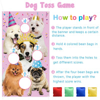 PANTIDE Puppy Birthday Toss Games Banner with 4 Bean Bags - Fun Indoor Outdoor Party Game Activities for Kids and Adults, Puppy Birthday Themed Throwing Games Party Decoration Supplies Set