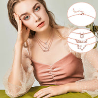PANTIDE 3Pcs Constellation Zodiac Layer Necklaces for Women Girls, Retro Gold Plated 12 Constellation Pendant Necklace Exquisite Letter Horoscope Old English Zodiac Sign Necklace Jewelry Birthday Gift