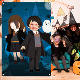 PANTIDE Magical Wizard Photo Door Banner Backdrop Props Large Satin Photo Background Face Photography Banner Decor Magical Wizard Theme Party Favor Supply Decorations Funny Party Games for Adult Kids