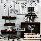PANTIDE Mr. Onederful ONE Letter Sign Wooden Table Centerpiece for Baby Boys Little Man 1st Birthday Party Decorations Black White and Gold Checkered Bow Tie Table Decor Baby Shower Cake Smash Props
