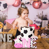 PANTIDE Cow One Letter Sign Wooden Table Centerpiece for Baby Girls Pink Cow First Birthday Decoration Pink Farm Barnyard Animals 1st Table Sign Party Supplies for Baby Shower Cake Smash Photo Props