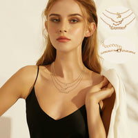 PANTIDE 3Pcs Constellation Zodiac Layer Necklaces for Women Girls, Retro Gold Plated 12 Constellation Pendant Necklace Exquisite Letter Horoscope Old English Zodiac Sign Necklace Jewelry Birthday Gift