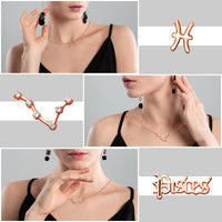 PANTIDE 3Pcs Constellation Zodiac Layer Necklaces for Women Girls, Retro Gold Plated 12 Constellation Pendant Necklace Exquisite Letter Horoscope Old English Zodiac Sign Necklace Jewelry Birthday Gift