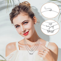 PANTIDE 3Pcs Constellation Zodiac Layer Necklace for Women Retro Gold Plated 12 Constellation Pendant Necklace Exquisite Letter Horoscope Old English Zodiac Sign Necklace Jewelry Birthday Gift(Silver)