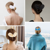 PANTIDE 6 Packs Deft Bun Maker Bunny Ear Hair Holder for Women Girls Colorful French Twist Hairstyle Donut Bun Hair Scrunchies Summer Headband Print Hairpin Magic Cloth Clip Bun Crown Hair Accessories