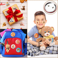 PANTIDE 87Pcs Bear Party Favors Supplies Set – Included Stuffed Plush Bear Vinyl Stickers Keychains Badges Silicone Wristbands Bracelets for Birthday Gifts Baby Shower Wedding Classroom Rewards