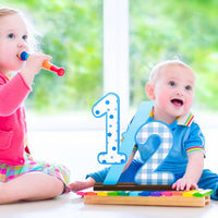 PANTIDE Half Number Sign 1/2 Birthday Wooden Table Centerpiece for Baby Boys 6 Month Birthday Party Decorations Supplies Blue Large Numbers Table Decor for Half Year Baby Shower Cake Smash Photo Props
