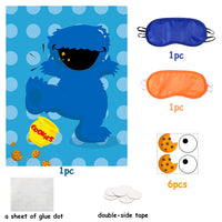 PANTIDE Sesame Party Games for Kids | Pin The Eye and Cookies on The Cookie Monster | Make-a-Face Sticker Game | Sesame Theme Party Decoration Supplies Party Favors | Perfect Party Activities