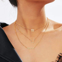 PANTIDE 3Pcs Constellation Zodiac Layer Necklaces for Women Girls, Retro Gold Plated 12 Constellation Pendant Necklace Exquisite Letter Horoscope Old English Zodiac Sign Necklace Jewelry Birthday Gift