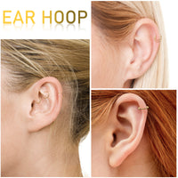 PANTIDE 6 Pcs Small Hoop Earrings Set for Women Men Adjustable 14K Gold Plated Sterling Silver Earrings Nose Lip Rings Hypoallergenic Helix Tragus Piercings Jewelry Set with Storage Bag, 22G 6/7/8MM