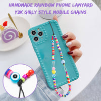 PANTIDE 5 Packs Beaded Phone Lanyard Y2K Phone Charms Indie Smiley Face Flower Charm Wrist Strap Phone Preppy Keychain Acrylic Polymer Clay Handmade Kidcore Aesthetic Phone Chains Gift for Women