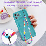 PANTIDE 5 Packs Beaded Phone Lanyard Y2K Phone Charms Indie Smiley Face Flower Charm Wrist Strap Phone Preppy Keychain Acrylic Polymer Clay Handmade Kidcore Aesthetic Phone Chains Gift for Women