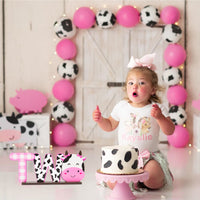 PANTIDE Cow Two Letter Sign Wooden Table Centerpiece for Baby Girls Pink Cow Second Birthday Decoration Pink Farm Barnyard Animals 2nd Table Sign Party Supplies for Baby Shower Cake Smash Photo Props