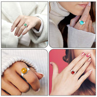 PANTIDE 7 Pcs Natural Chakra Stone Rings Healing Aura Gemstone Rings Adjustable Cabochon Titanium Steel Rings Ethnic Boho Style Jewelry Accessories for Women Girls Wedding Anniversary Birthday Gifts