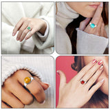 PANTIDE 7 Pcs Natural Chakra Stone Rings Healing Aura Gemstone Rings Adjustable Cabochon Titanium Steel Rings Ethnic Boho Style Jewelry Accessories for Women Girls Wedding Anniversary Birthday Gifts
